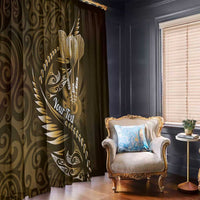Personalised All Gold New Zealand Darts Window Curtain Aoteroa Fern Maori Galaxy Style