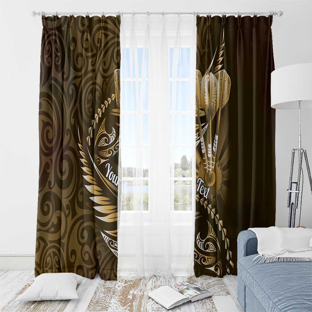 Personalised All Gold New Zealand Darts Window Curtain Aoteroa Fern Maori Galaxy Style