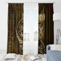 Personalised All Gold New Zealand Darts Window Curtain Aoteroa Fern Maori Galaxy Style