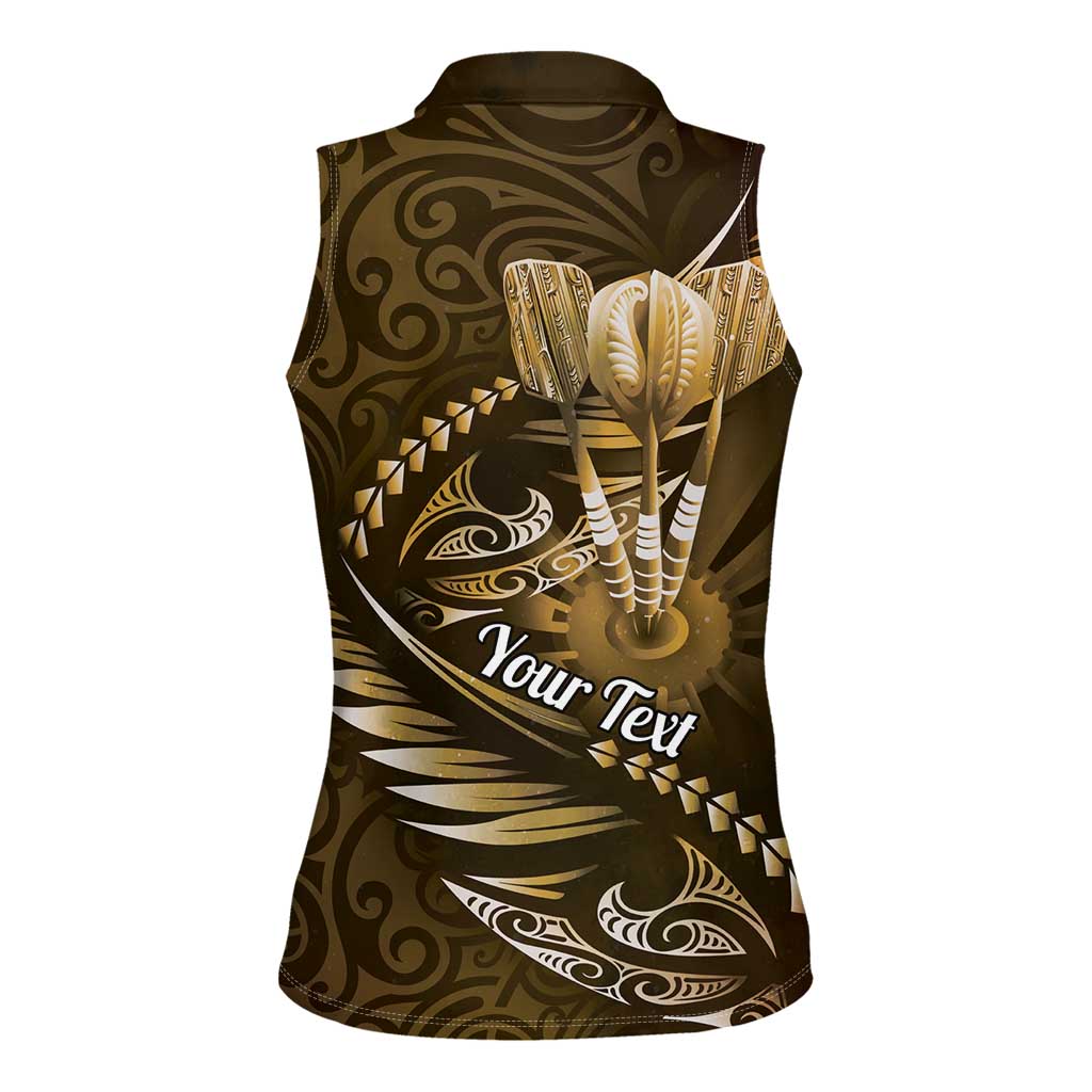 Personalised All Gold New Zealand Darts Women Sleeveless Polo Shirt Aoteroa Fern Maori Galaxy Style