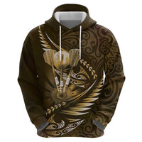 Personalised All Gold New Zealand Darts Zip Hoodie Aoteroa Fern Maori Galaxy Style