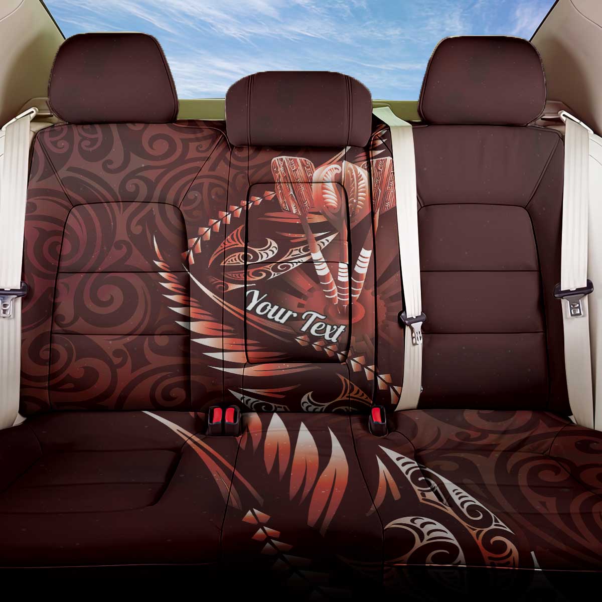 Personalised All Red New Zealand Darts Back Car Seat Cover Aoteroa Fern Maori Galaxy Style
