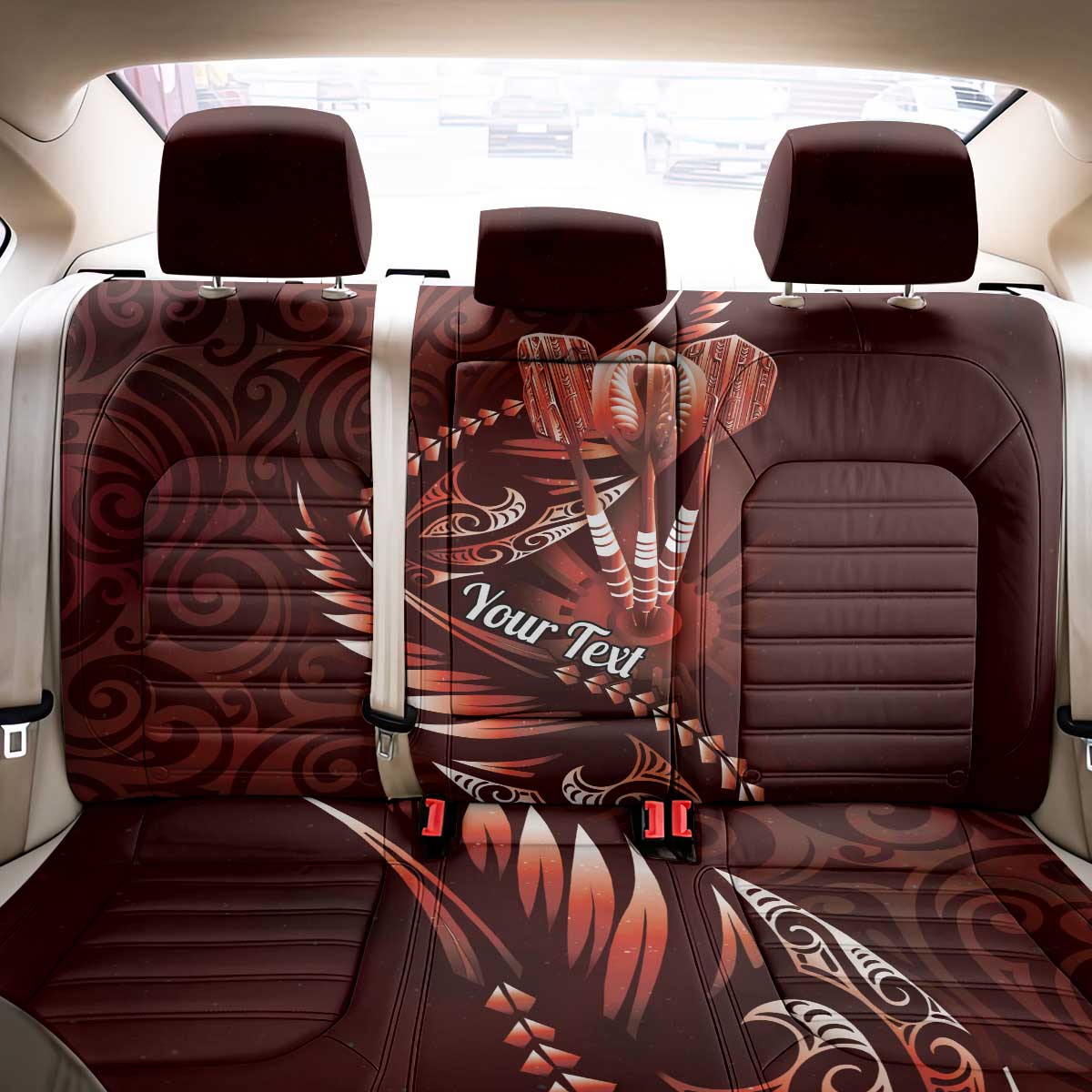 Personalised All Red New Zealand Darts Back Car Seat Cover Aoteroa Fern Maori Galaxy Style