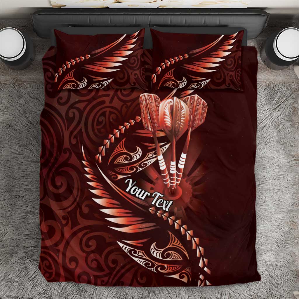 Personalised All Red New Zealand Darts Bedding Set Aoteroa Fern Maori Galaxy Style