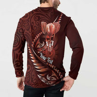 Personalised All Red New Zealand Darts Button Sweatshirt Aoteroa Fern Maori Galaxy Style
