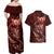 Personalised All Red New Zealand Darts Couples Matching Off Shoulder Maxi Dress and Hawaiian Shirt Aoteroa Fern Maori Galaxy Style