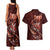 Personalised All Red New Zealand Darts Couples Matching Tank Maxi Dress and Hawaiian Shirt Aoteroa Fern Maori Galaxy Style