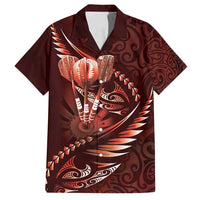 Personalised All Red New Zealand Darts Family Matching Long Sleeve Bodycon Dress and Hawaiian Shirt Aoteroa Fern Maori Galaxy Style