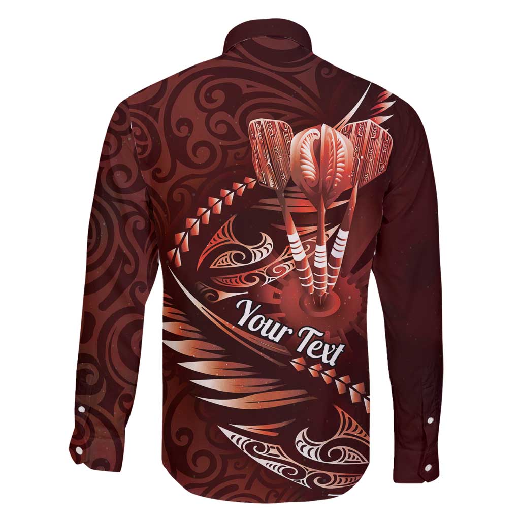 Personalised All Red New Zealand Darts Family Matching Long Sleeve Bodycon Dress and Hawaiian Shirt Aoteroa Fern Maori Galaxy Style