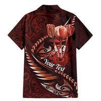 Personalised All Red New Zealand Darts Family Matching Mermaid Dress and Hawaiian Shirt Aoteroa Fern Maori Galaxy Style