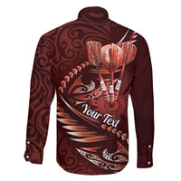 Personalised All Red New Zealand Darts Family Matching Off The Shoulder Long Sleeve Dress and Hawaiian Shirt Aoteroa Fern Maori Galaxy Style