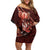 Personalised All Red New Zealand Darts Family Matching Off Shoulder Short Dress and Hawaiian Shirt Aoteroa Fern Maori Galaxy Style