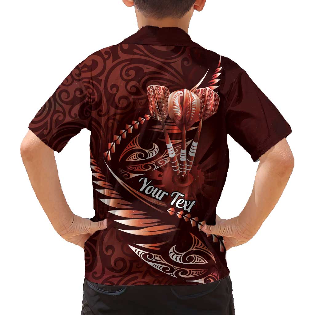 Personalised All Red New Zealand Darts Family Matching Tank Maxi Dress and Hawaiian Shirt Aoteroa Fern Maori Galaxy Style