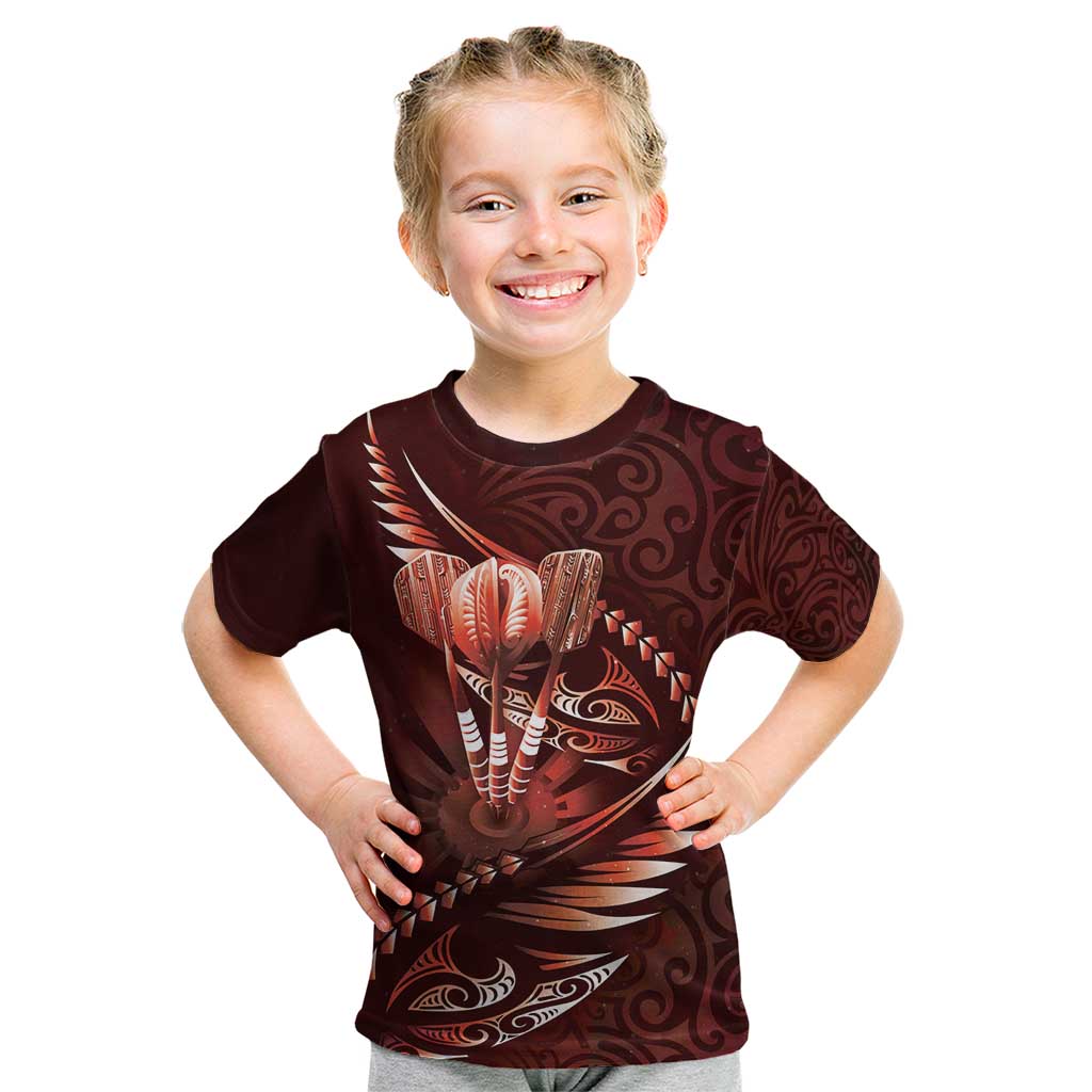 Personalised All Red New Zealand Darts Kid T Shirt Aoteroa Fern Maori Galaxy Style