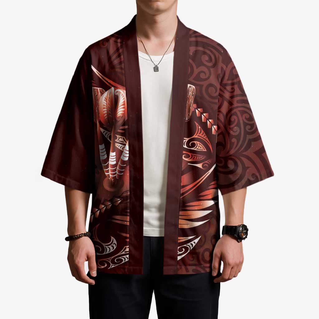 Personalised All Red New Zealand Darts Kimono Aoteroa Fern Maori Galaxy Style - Polynesian Pride