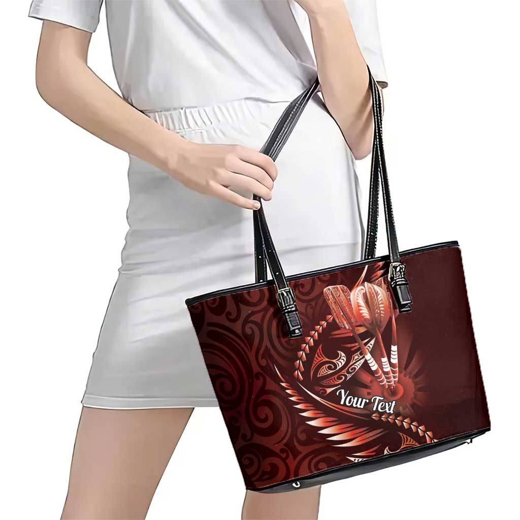 Personalised All Red New Zealand Darts Leather Tote Bag Aoteroa Fern Maori Galaxy Style