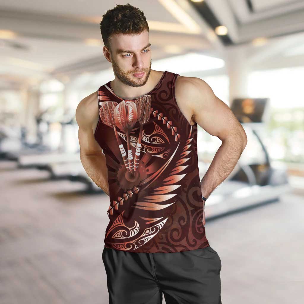 Personalised All Red New Zealand Darts Men Tank Top Aoteroa Fern Maori Galaxy Style