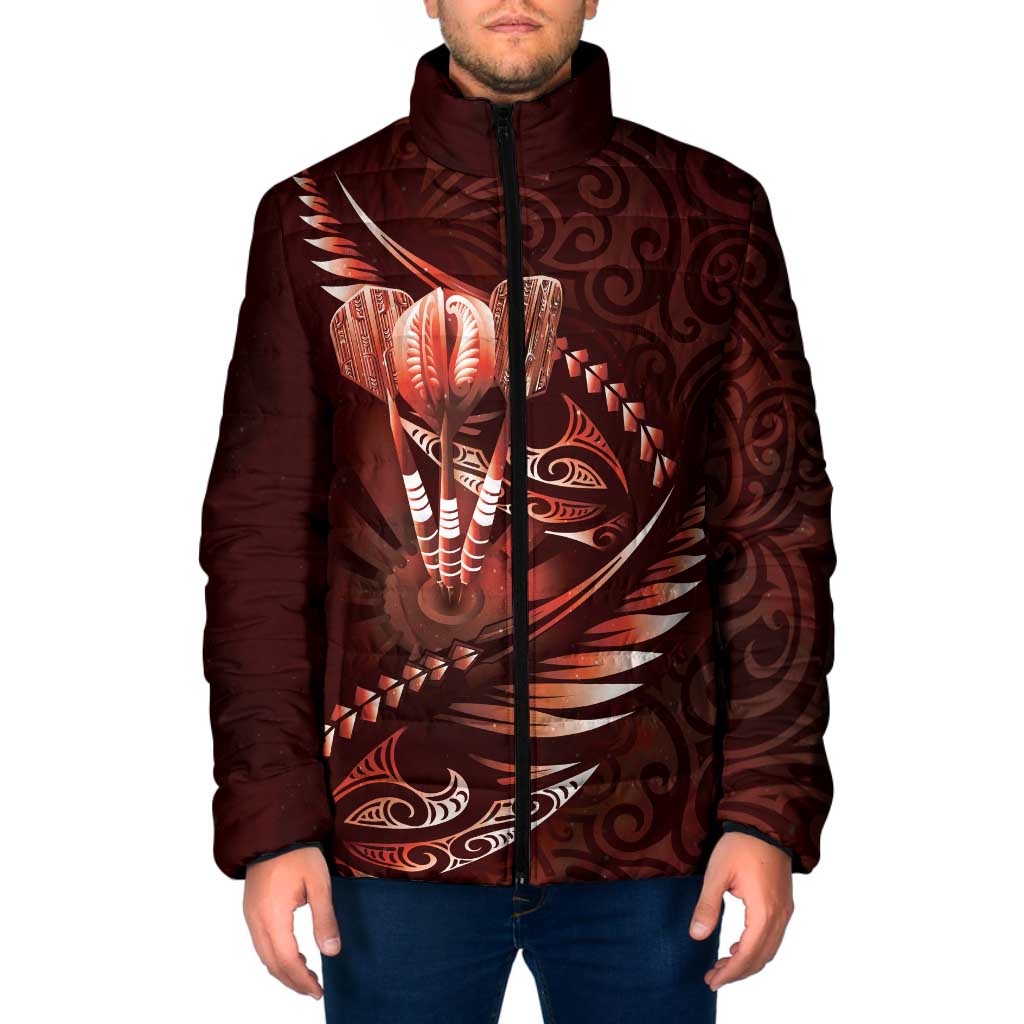 Personalised All Red New Zealand Darts Padded Jacket Aoteroa Fern Maori Galaxy Style - Polynesian Pride