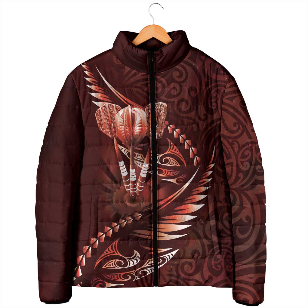 Personalised All Red New Zealand Darts Padded Jacket Aoteroa Fern Maori Galaxy Style - Polynesian Pride