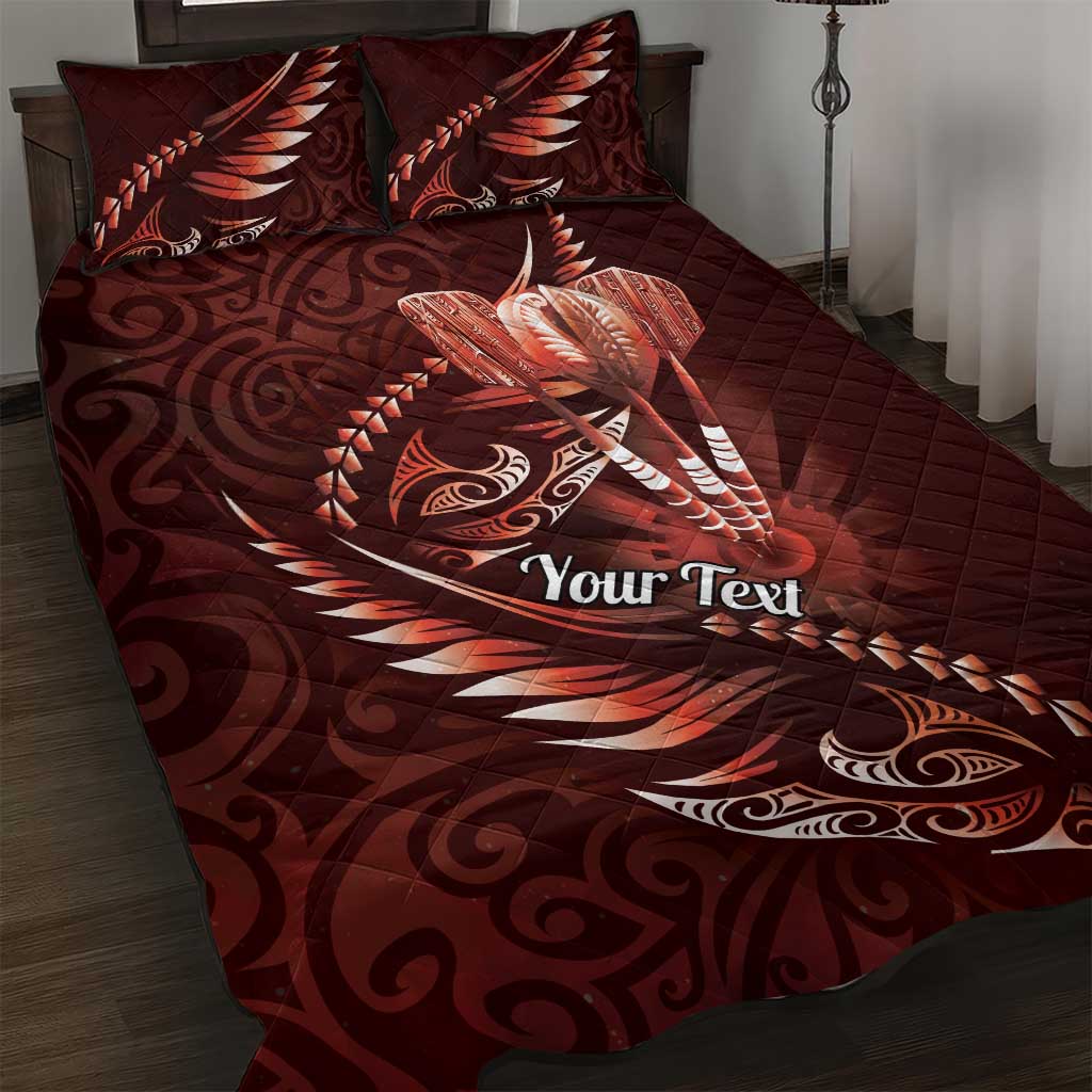 Personalised All Red New Zealand Darts Quilt Bed Set Aoteroa Fern Maori Galaxy Style