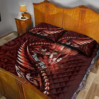 Personalised All Red New Zealand Darts Quilt Bed Set Aoteroa Fern Maori Galaxy Style