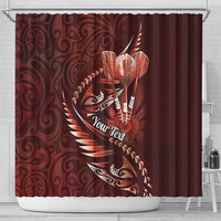 Personalised All Red New Zealand Darts Shower Curtain Aoteroa Fern Maori Galaxy Style