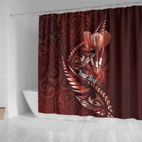 Personalised All Red New Zealand Darts Shower Curtain Aoteroa Fern Maori Galaxy Style