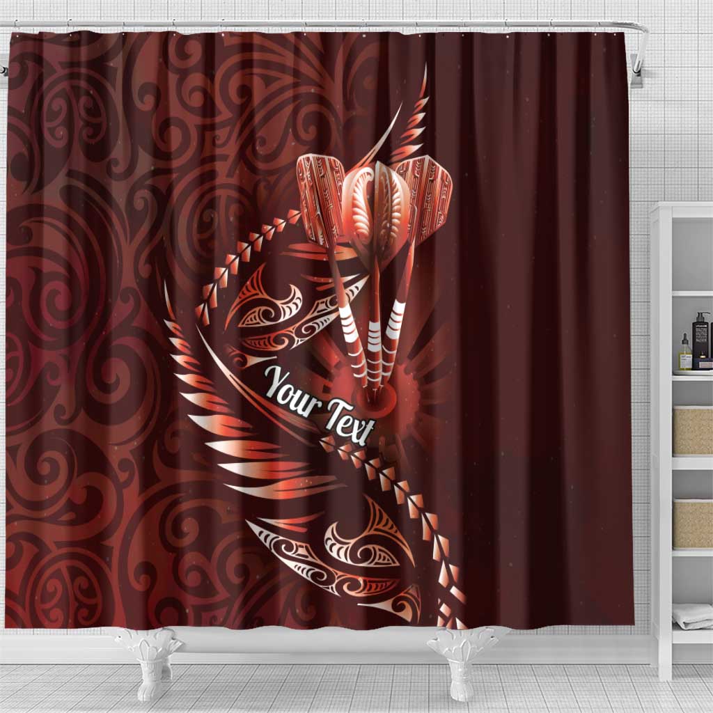 Personalised All Red New Zealand Darts Shower Curtain Aoteroa Fern Maori Galaxy Style