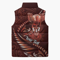 Personalised All Red New Zealand Darts Sleeveless Puffer Jacket Aoteroa Fern Maori Galaxy Style - Polynesian Pride