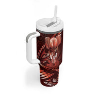 All Red New Zealand Darts Tumbler With Handle Aoteroa Fern Maori Galaxy Style