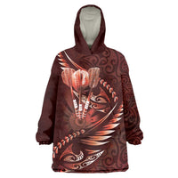 Personalised All Red New Zealand Darts Wearable Blanket Hoodie Aoteroa Fern Maori Galaxy Style