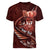 Personalised All Red New Zealand Darts Women V-Neck T-Shirt Aoteroa Fern Maori Galaxy Style