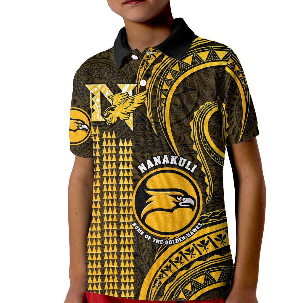 Hawaii Nanakuli High And Intermediate School Kid Polo Shirt Polynesian Kakau Pattern LT14 Kid Gold - Polynesian Pride