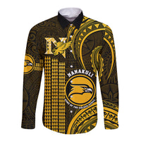 Hawaii Nanakuli High And Intermediate School Long Sleeve Button Shirt Polynesian Kakau Pattern LT14 Unisex Gold - Polynesian Pride