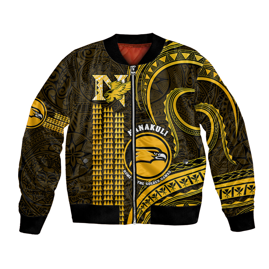 Personalised Hawaii Nanakuli High And Intermediate School Bomber Jacket Polynesian Kakau Pattern LT14 Unisex Gold - Polynesian Pride