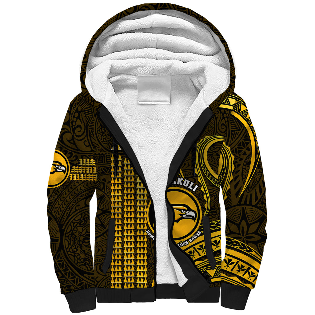 Personalised Hawaii Nanakuli High And Intermediate School Sherpa Hoodie Polynesian Kakau Pattern LT14 Unisex Gold - Polynesian Pride