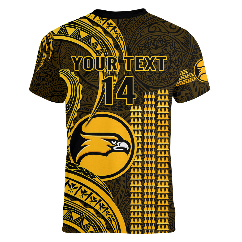 Personalised Hawaii Nanakuli High And Intermediate School Women V Neck T Shirt Polynesian Kakau Pattern LT14 - Polynesian Pride