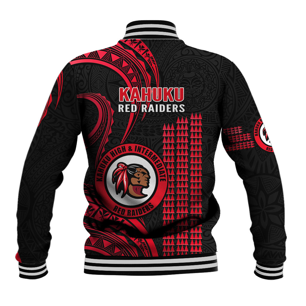 Hawaii Kahuku High And Intermediate School Baseball Jacket Red Raiders Kakau Pattern LT14 - Polynesian Pride