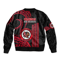 Hawaii Kahuku High And Intermediate School Bomber Jacket Red Raiders Kakau Pattern LT14 - Polynesian Pride