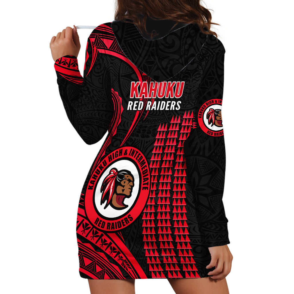 Hawaii Kahuku High And Intermediate School Hoodie Dress Red Raiders Kakau Pattern LT14 - Polynesian Pride