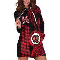 Personalised Hawaii Kahuku High And Intermediate School Hoodie Dress Red Raiders Kakau Pattern LT14 Red - Polynesian Pride