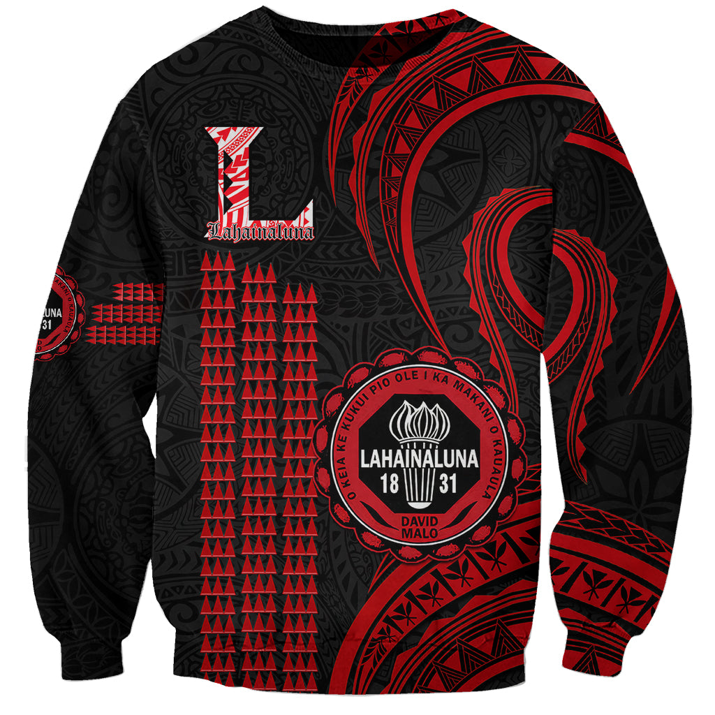 Hawaii Lahainaluna High School Sweatshirt Polynesian Kakau Pattern LT14 Unisex Red - Polynesian Pride