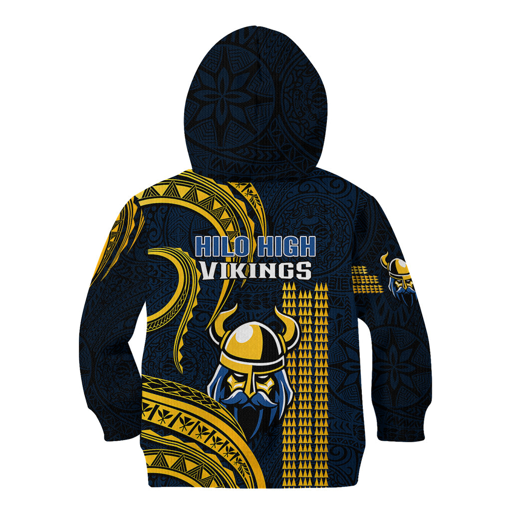 Hawaii Hilo High School Kid Hoodie Vikings Polynesian Kakau Pattern LT14 - Polynesian Pride