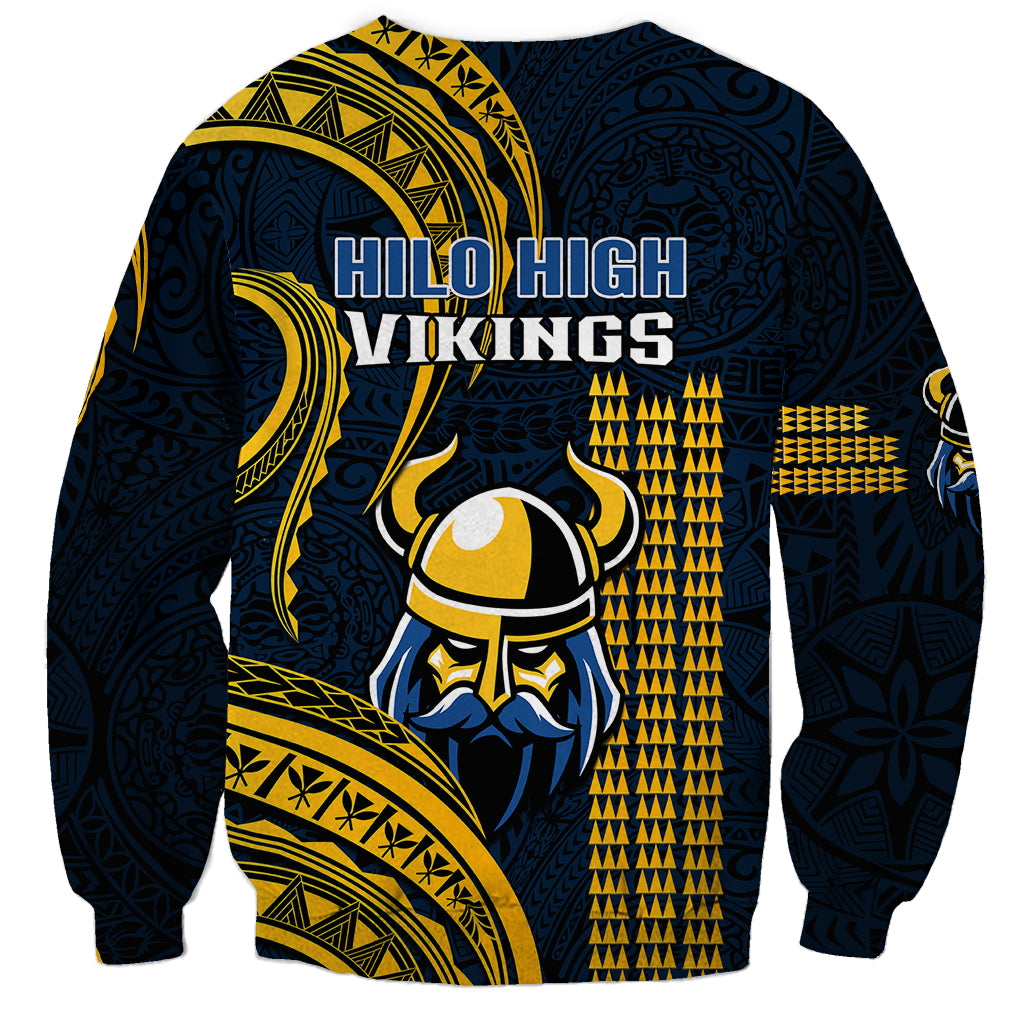 Hawaii Hilo High School Sweatshirt Vikings Polynesian Kakau Pattern LT14 - Polynesian Pride