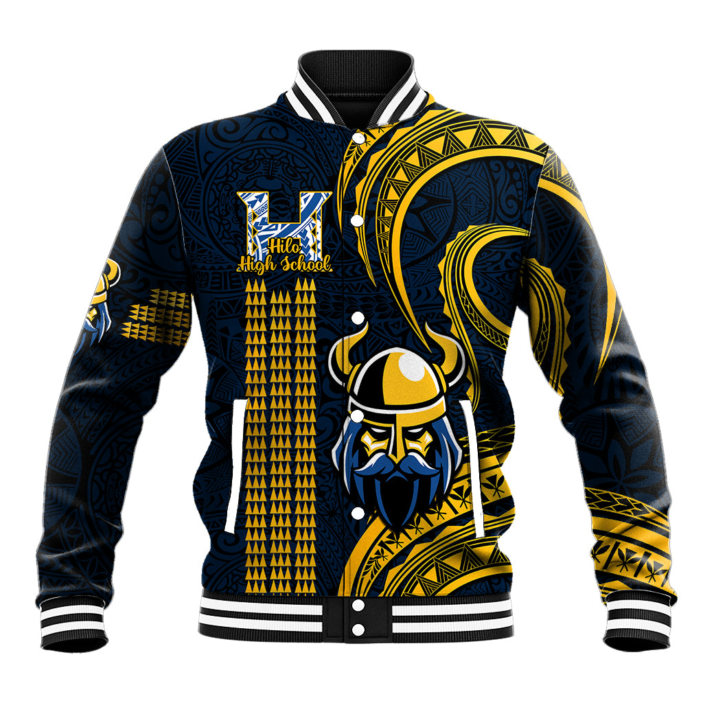 Personalised Hawaii Hilo High School Baseball Jacket Vikings Polynesian Kakau Pattern LT14 Unisex Gold - Polynesian Pride