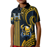 Personalised Hawaii Hilo High School Kid Polo Shirt Vikings Polynesian Kakau Pattern LT14 Kid Gold - Polynesian Pride