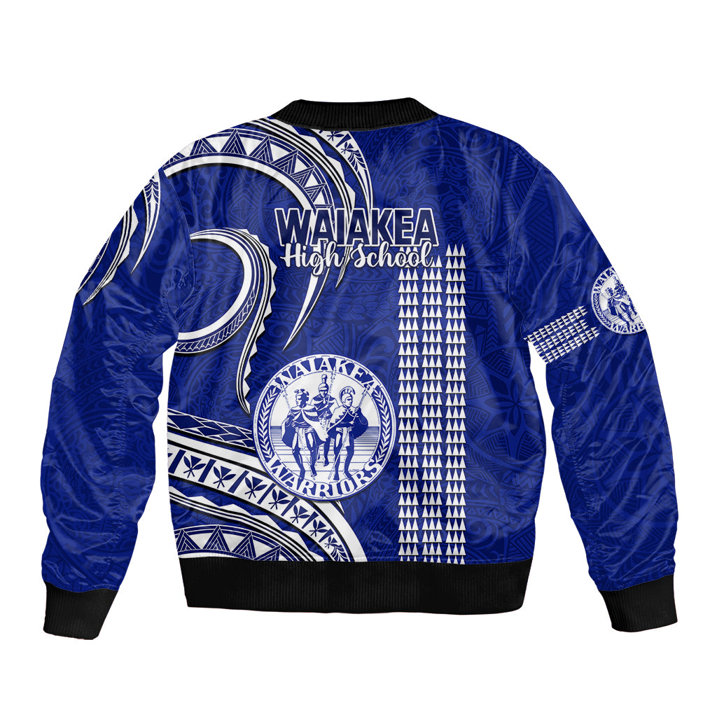 Hawaii Waiakea High School Sleeve Zip Bomber Jacket Polynesian Kakau Pattern LT14 - Polynesian Pride