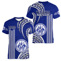 Hawaii Waiakea High School Women V Neck T Shirt Polynesian Kakau Pattern LT14 - Polynesian Pride