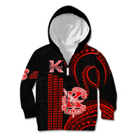 Personalised Hawaii Kalani High School Kid Hoodie Polynesian Kakau Pattern LT14 Zip Hoodie Red - Polynesian Pride