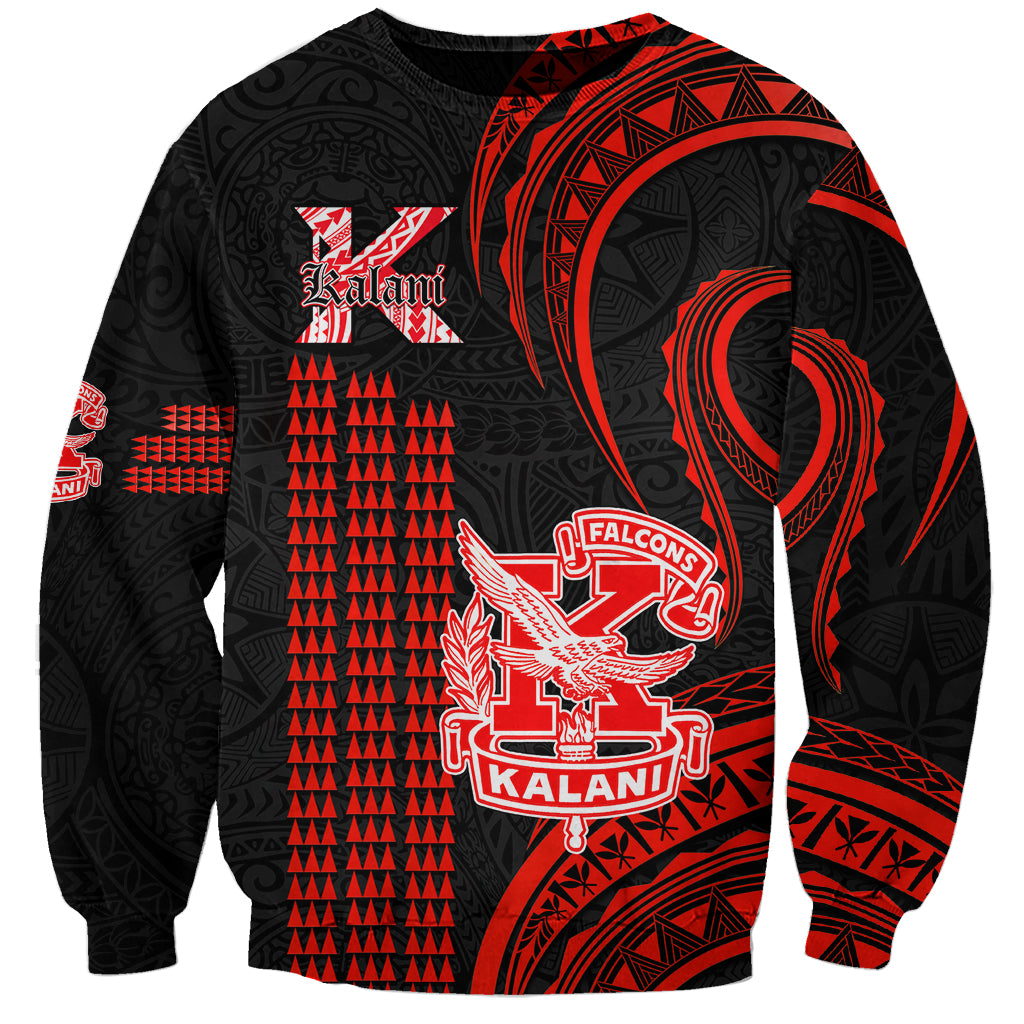 Personalised Hawaii Kalani High School Sweatshirt Polynesian Kakau Pattern LT14 Unisex Red - Polynesian Pride